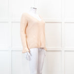 Sezane Pink V Neck Frill Sleeve Knit Jumper