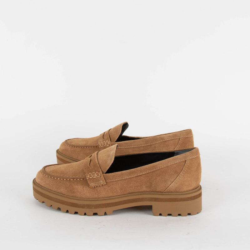 Reformation Camel Suede Agathea Chunky Loafer