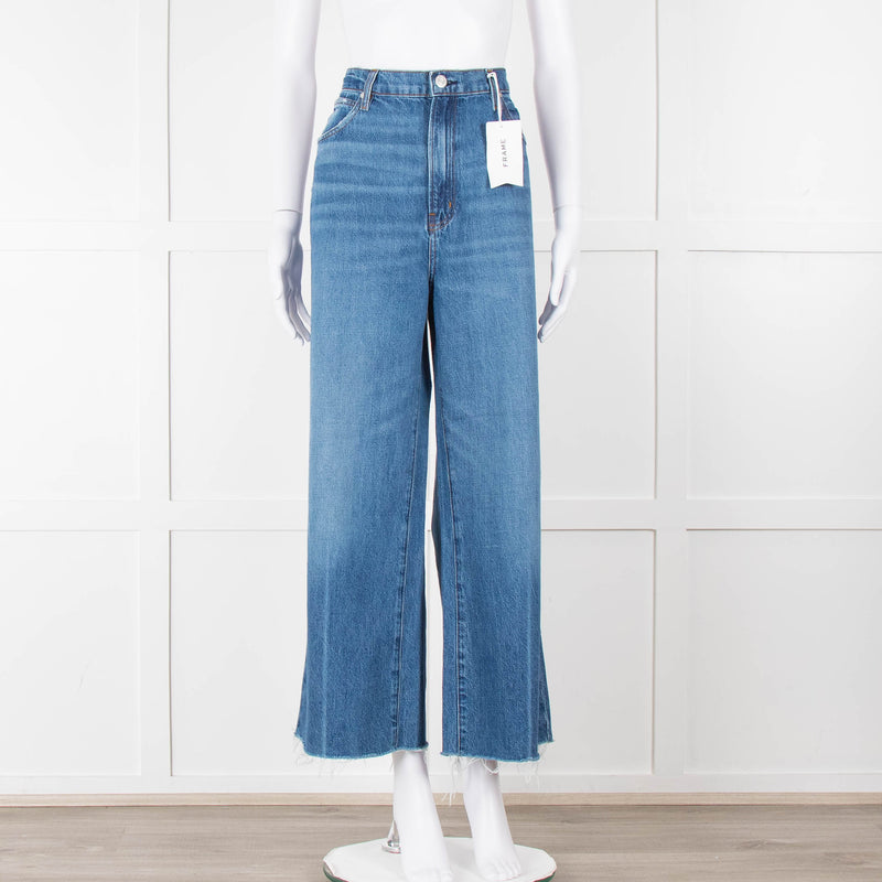 Frame Blue Ribbed Hem Cropped Jeans