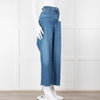Frame Blue Ribbed Hem Cropped Jeans