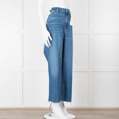 Frame Blue Ribbed Hem Cropped Jeans