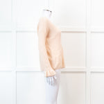 Sezane Pink V Neck Frill Sleeve Knit Jumper