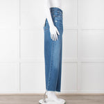 Frame Blue Ribbed Hem Cropped Jeans
