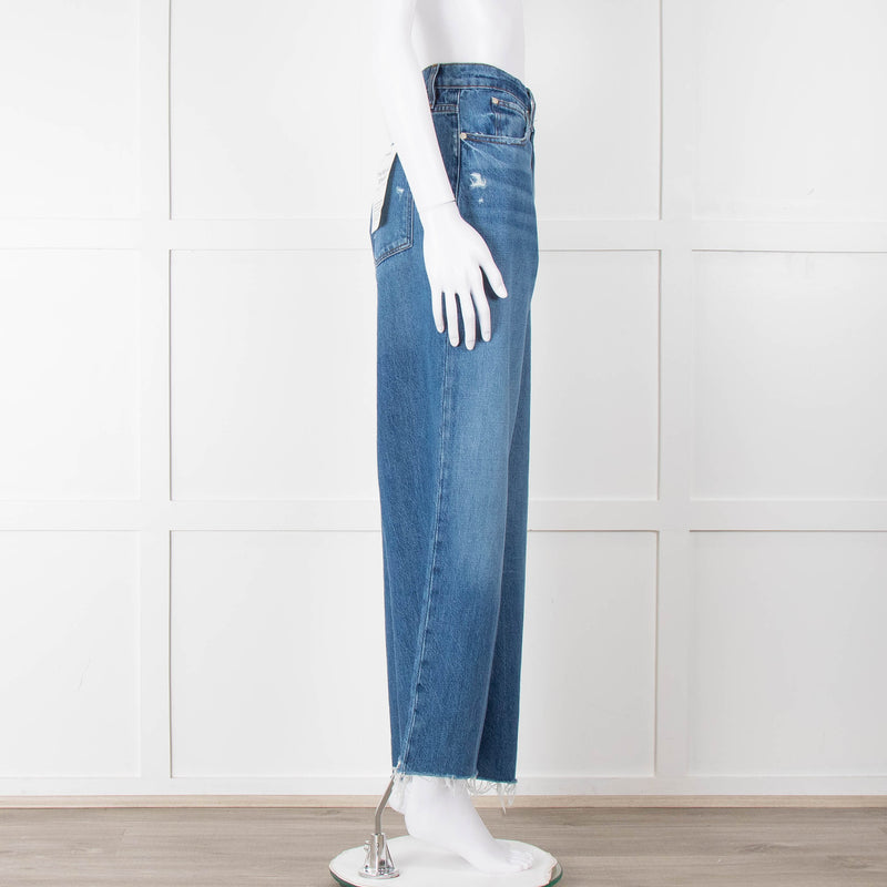 Frame Blue Ribbed Hem Cropped Jeans