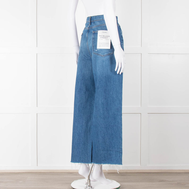 Frame Blue Ribbed Hem Cropped Jeans