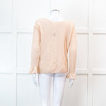 Sezane Pink V Neck Frill Sleeve Knit Jumper