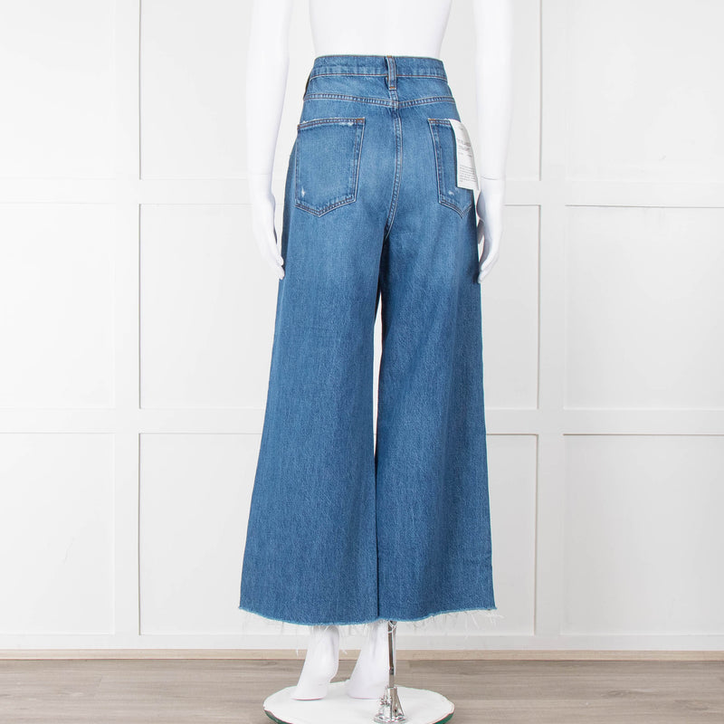 Frame Blue Ribbed Hem Cropped Jeans