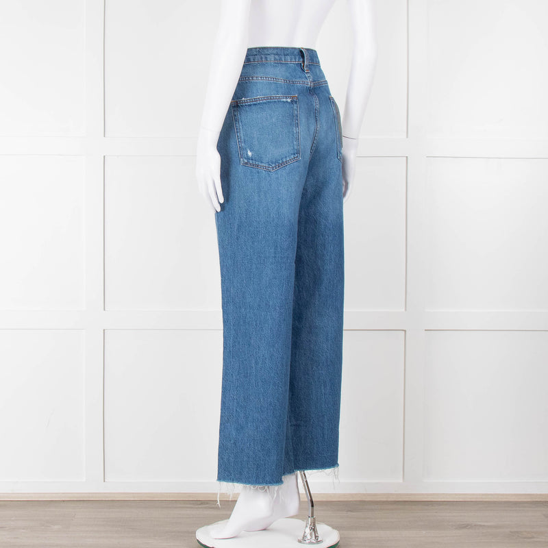 Frame Blue Ribbed Hem Cropped Jeans
