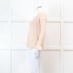 Sezane Pink V Neck Frill Sleeve Knit Jumper