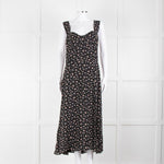 Reformation Black Pale Pink Rose Print Strappy Maxi Dress