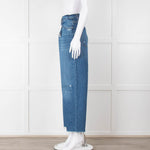 Frame Blue Ribbed Hem Cropped Jeans