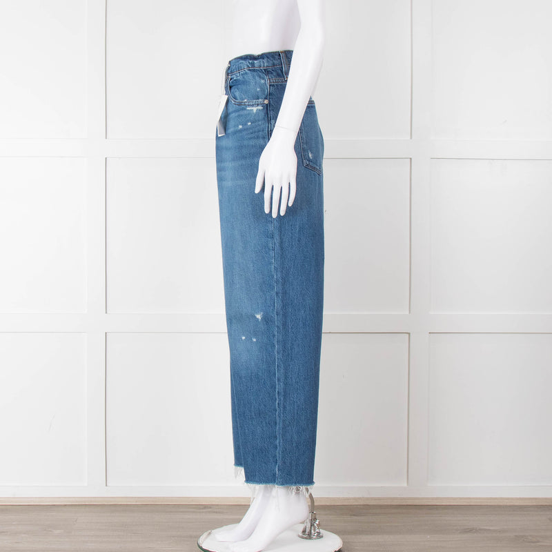 Frame Blue Ribbed Hem Cropped Jeans