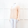 Sezane Pink V Neck Frill Sleeve Knit Jumper