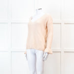 Sezane Pink V Neck Frill Sleeve Knit Jumper