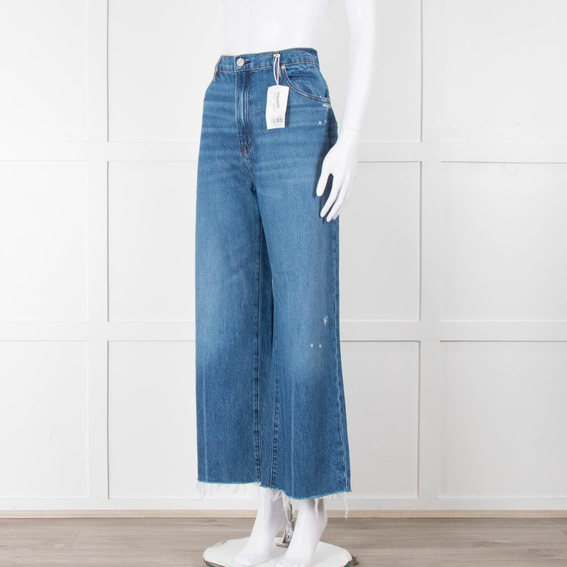 Frame Blue Ribbed Hem Cropped Jeans