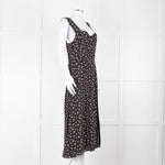Reformation Black Pale Pink Rose Print Strappy Maxi Dress