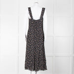 Reformation Black Pale Pink Rose Print Strappy Maxi Dress
