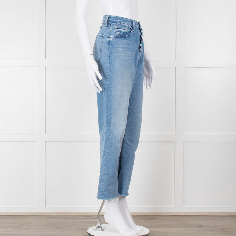 Mother Pale Blue The Tripper Ankle Fray Jeans