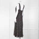 Reformation Black Pale Pink Rose Print Strappy Maxi Dress