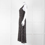 Reformation Black Pale Pink Rose Print Strappy Maxi Dress