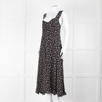 Reformation Black Pale Pink Rose Print Strappy Maxi Dress