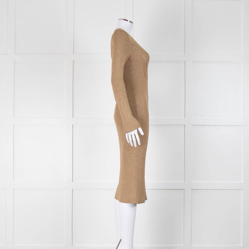 Michael by Michael Kors Gold Rib Knit Dress