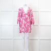 Melissa Odabash Pink Palm Pattern Tie Back Mini Dress