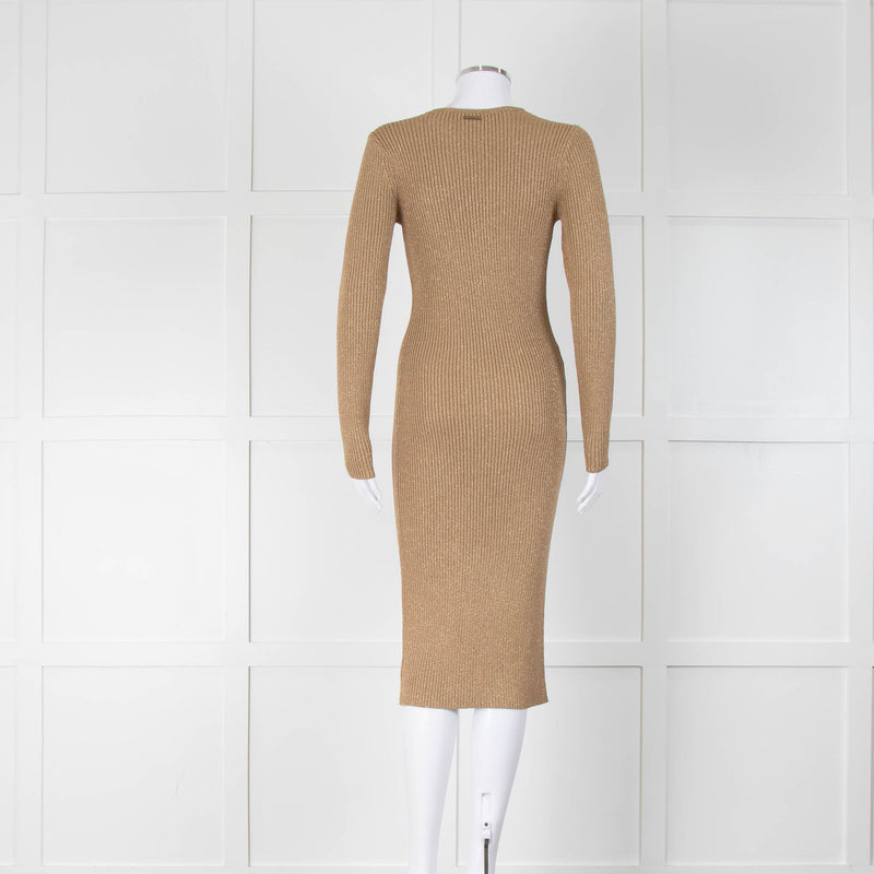 Michael by Michael Kors Gold Rib Knit Dress
