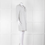 Amina Rubinacci White Grey Striped Linen Coat