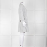 Amina Rubinacci White Grey Striped Linen Coat