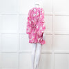 Melissa Odabash Pink Palm Pattern Tie Back Mini Dress