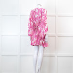 Melissa Odabash Pink Palm Pattern Tie Back Mini Dress