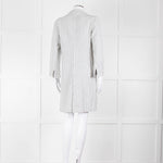 Amina Rubinacci White Grey Striped Linen Coat