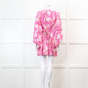 Melissa Odabash Pink Palm Pattern Tie Back Mini Dress