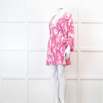 Melissa Odabash Pink Palm Pattern Tie Back Mini Dress