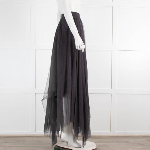 Brunello Cuccinelli Grey Net Tiered Overlay Skirt