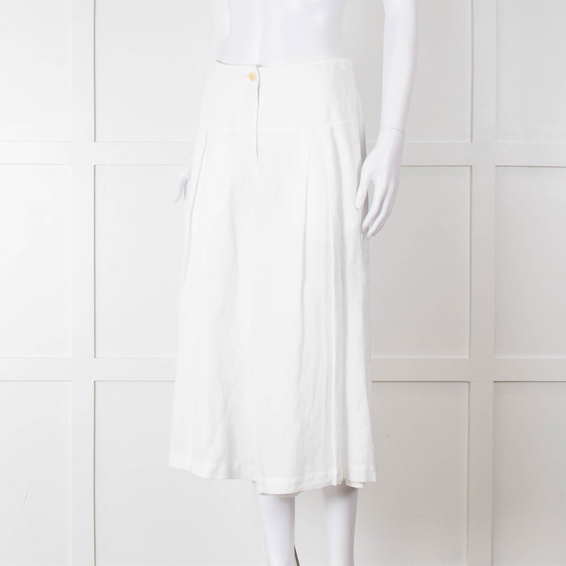 Oska White Linen Blend Culottes
