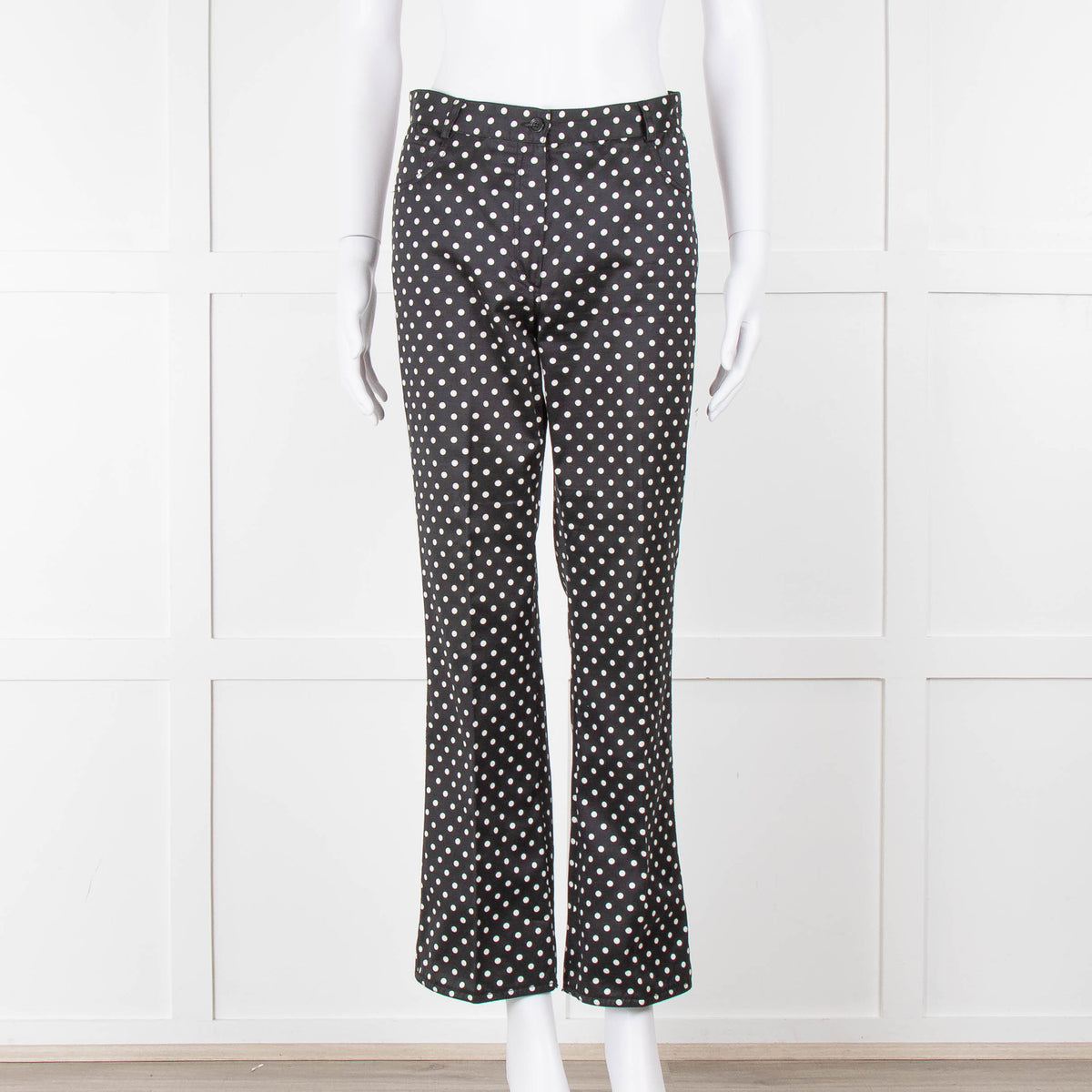 Emanuel Ungaro Black White Polka Dots Cotton Trousers