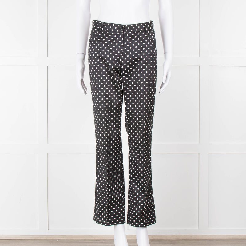 Emanuel Ungaro Black White Polka Dots Cotton Trousers