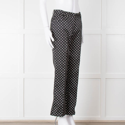 Emanuel Ungaro Black White Polka Dots Cotton Trousers