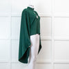 Roland Mouret Dark Green Satin Crepe Long Sleeve Blouse