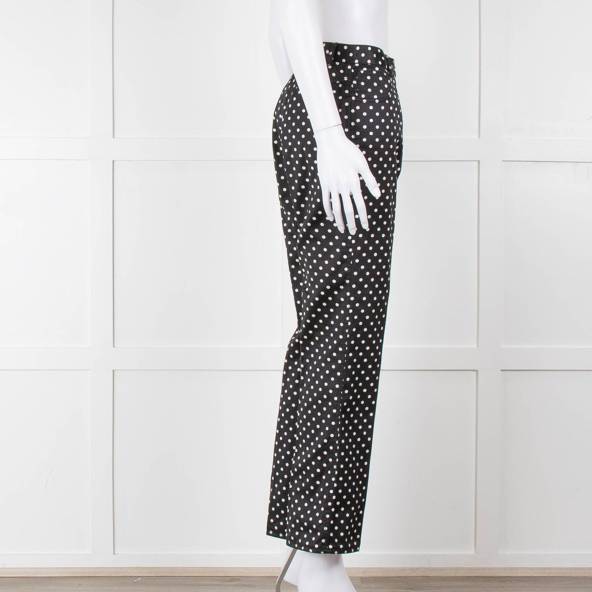 Emanuel Ungaro Black White Polka Dots Cotton Trousers