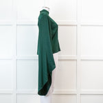 Roland Mouret Dark Green Satin Crepe Long Sleeve Blouse