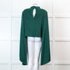 Roland Mouret Dark Green Satin Crepe Long Sleeve Blouse