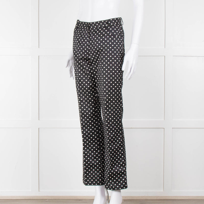 Emanuel Ungaro Black White Polka Dots Cotton Trousers