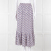 Ridley Purple White Floral Silk Elasticated Waist Maxi Skirt