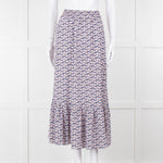 Ridley Purple White Floral Silk Elasticated Waist Maxi Skirt