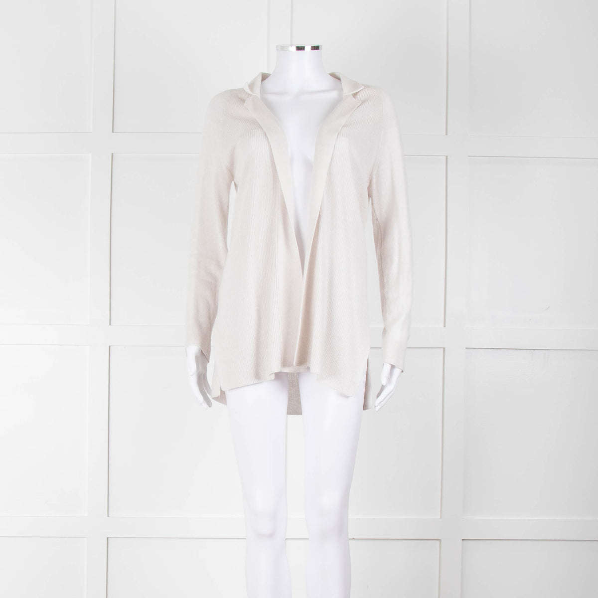 Amina Rubinacci Light Grey Cashmere Blend Edge To Edge Cardigan