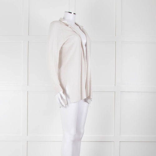 Amina Rubinacci Light Grey Cashmere Blend Edge To Edge Cardigan