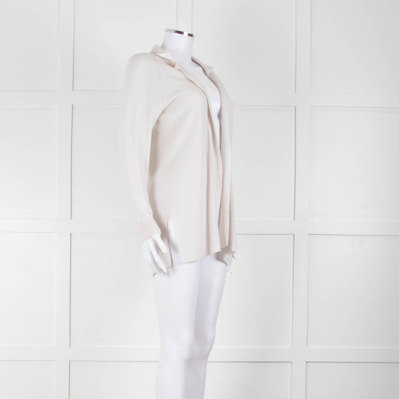 Amina Rubinacci Light Grey Cashmere Blend Edge To Edge Cardigan